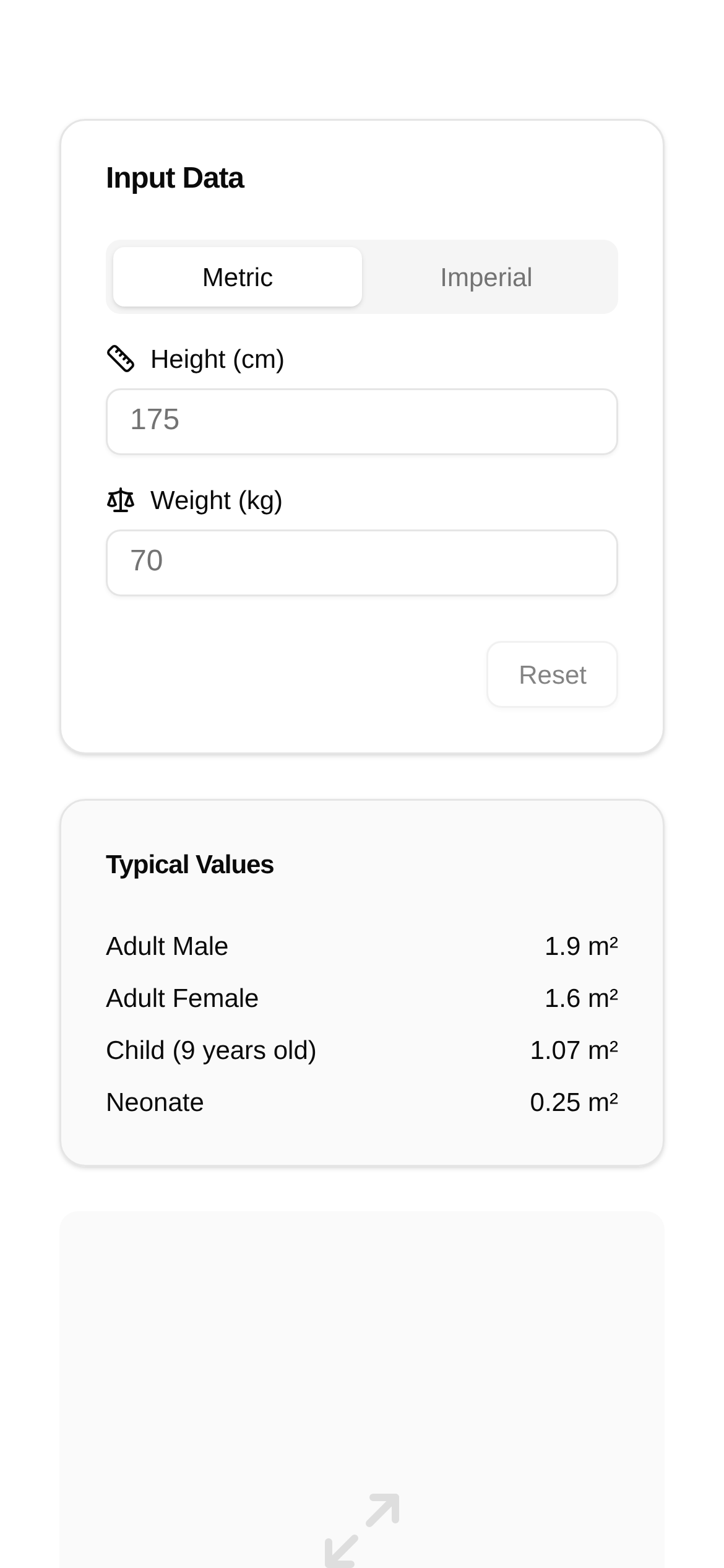 体表面积BSA计算 界面截图