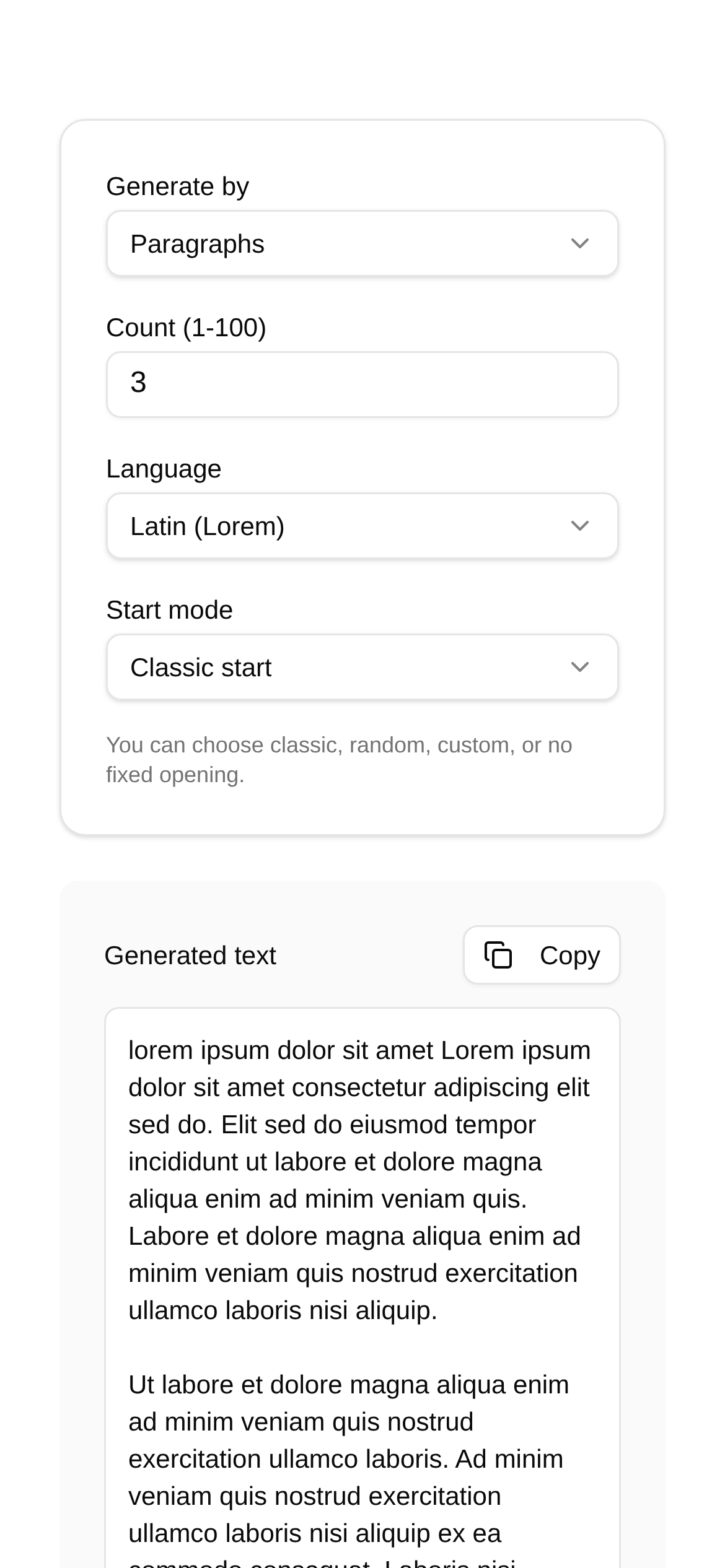 Lorem Ipsum生成器 界面截图